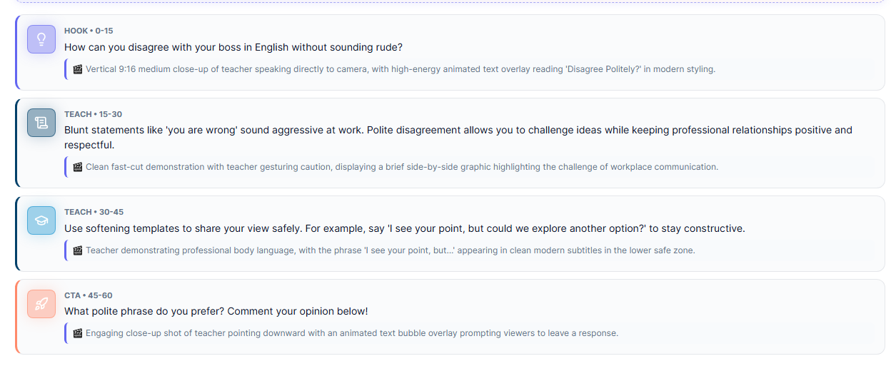 TeacherFly Strict mode generated script example